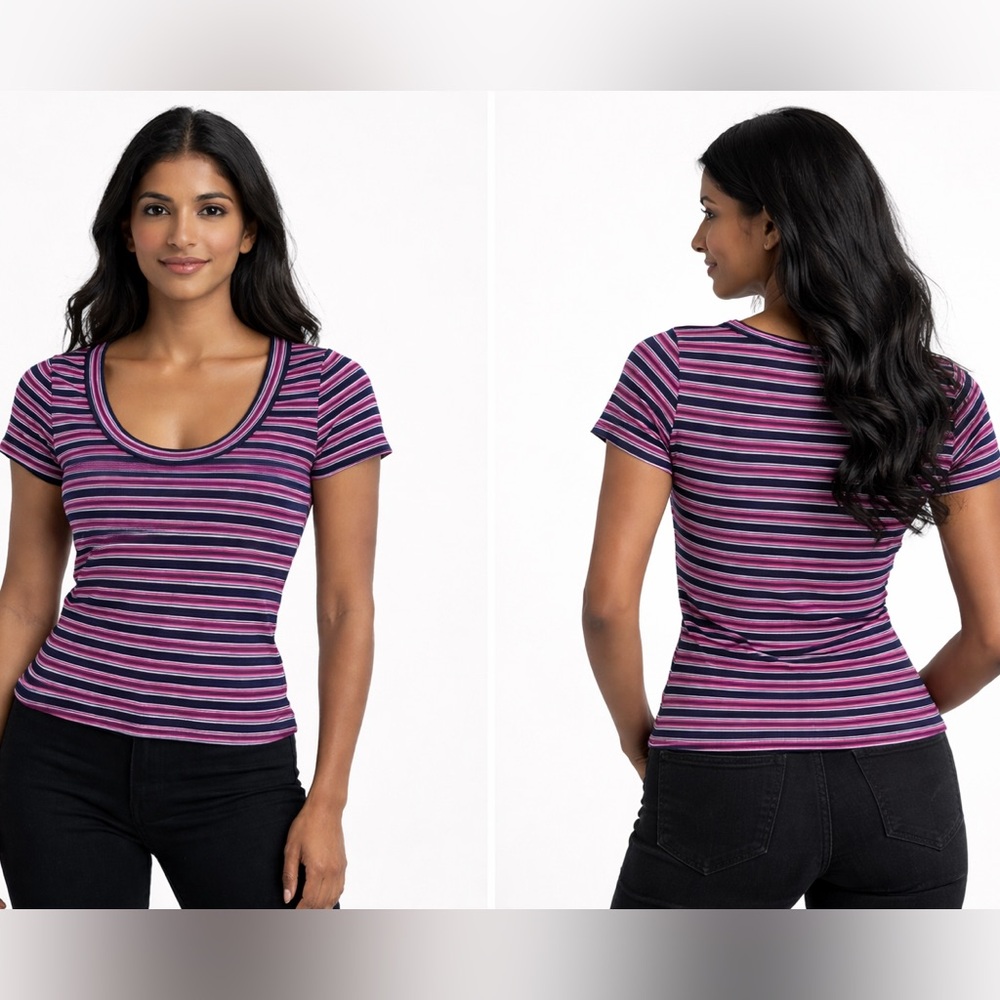 Madewell (re)generative Cotton Rib Scoop Neck Baby Tee Size XS